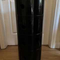 Authentic Kartell Componibili 4-Tier Black Storage Cylinder (Anna Castelli Ferrieri)
