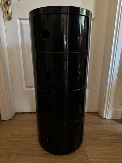 Authentic Kartell Componibili 4-Tier Black Storage Cylinder (Anna Castelli Ferrieri)