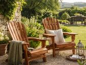 Set of 2 Folding Adirondack Chairs  Solid Acacia Wood Garden Chairs for Patio, Deck, Balcony & Terrace