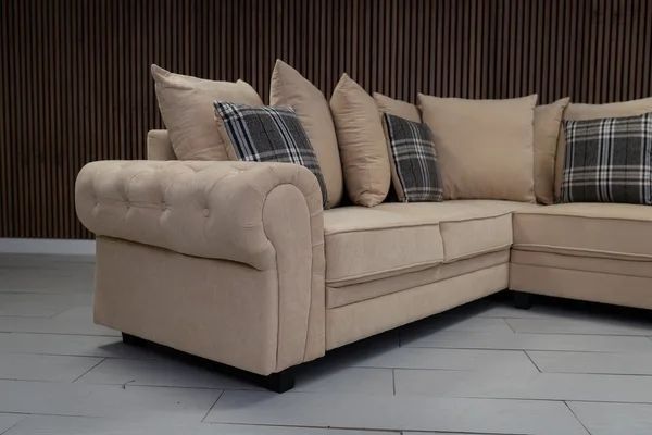 Verona scattered back corner sofa beige color