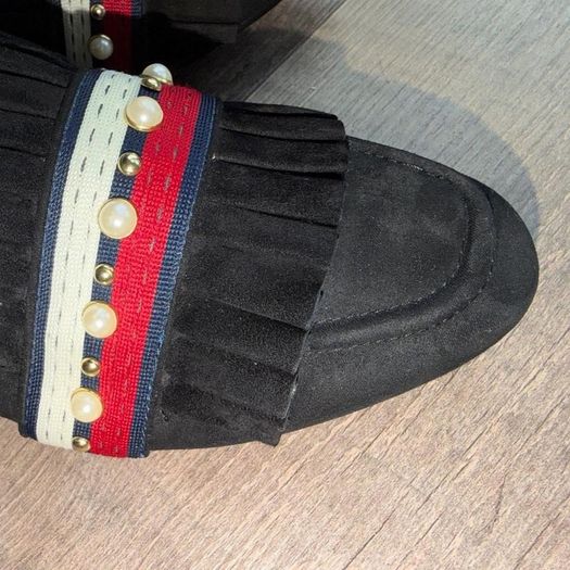 Kurt Geiger London 5/38 UK Black Suede Loafers Gives such a Gucci vibe
