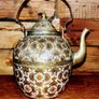 vintage Indian enamelled brass Tea Pot Image 2