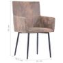 Dining Chairs with Armrests 2 pcs Brown Faux Suede Leather Image 4
