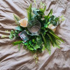 40cm Floral Wreath with Candle Holder