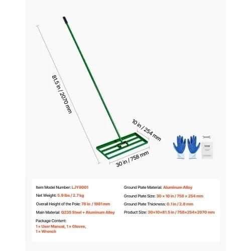 Lawn Leveling Rake, 30"x10" Level Lawn Tool, Heavy-duty Lawn Leveler with 78" Steel Extended Handle, Yard Leveling Rake Suit for Garden,