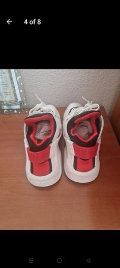 Nike Huarache trainers size 4.5, white black and red
