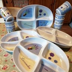 melamine/ picnic wear, 4 serving dishes with 7 tumblers.
