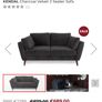 Charcoal two seater sofa Image 9