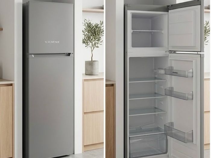 Nordmende 55cm Freestanding Fridge Freezer Silver