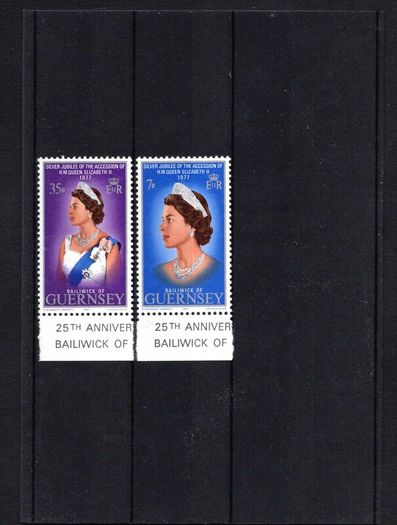 1977 Guernsey Silver (25th) Jubilee Commemorative Stamps Mint Never Hinged (MNH)