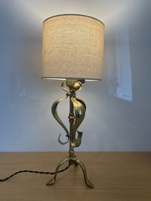 Art Noveau EFESCA Brass and copper table lamp with twisted cable c1910