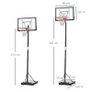 Basketball Hoop Freestanding 255-305cm Hoop Height Adjustable Stand with Backboard Wheels for Teens Adults Black Image 3