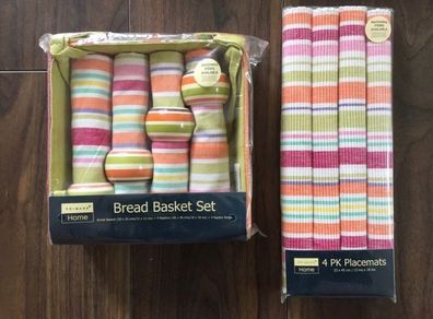 BRAND NEW Bread Basket Set & 4 Pk Placemats