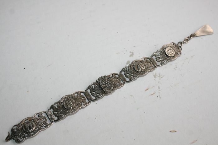 Vintage Turkish Silver Filigrane Depose Paris Souvenir Bracelet 8"