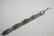 Vintage Turkish Silver Filigrane Depose Paris Souvenir Bracelet 8"