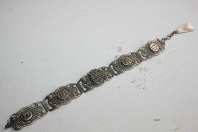 Vintage Turkish Silver Filigrane Depose Paris Souvenir Bracelet 8"