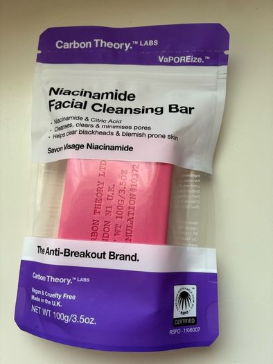 Carbon Theory Niacinamide Facial Cleansing Bar for blemish-prone skin