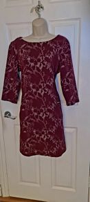 Wine and White Floral Embellished Shift Dress from Vegas Collection Large