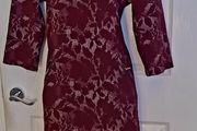 Wine and White Floral Embellished Shift Dress from Vegas Collection Large