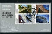 2014 Ireland Stampa Public Souvenir Contemporary Public Buildings Commemorative Stamps Miniature Sheet Overprinted for Stampa with show cancel of 18/10/14