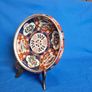 Gold Imari Japanese Hand Painted Shallow Bowl Red Blue Floral Vintage Image 2
