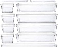 NEW SALE | 14 Pcs Kitchen Drawer Organiser Storage Trays for Makeup Bedroom Office, Desk Versatile, Plastic, Clear