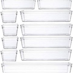 NEW SALE | 14 Pcs Kitchen Drawer Organiser Storage Trays for Makeup Bedroom Office, Desk Versatile, Plastic, Clear