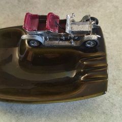 Vintage ashtray featuring a Lesney matchbox car Made In England