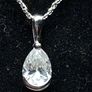 Vintage 9ct White Gold Pear CZ Pendant Necklace Fully Hallmarked Dublin 40cm Image 2