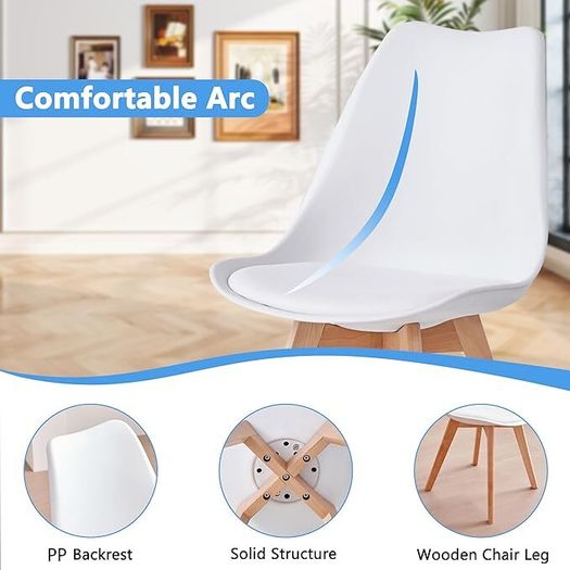 Set of 6 Dining Chairs, Padded Chairs