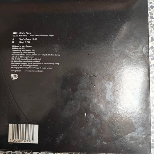 JJ72 She's Gone Ltd Ed. 7" 500 only. Irish indie.