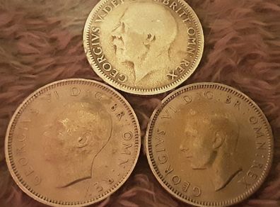 King George one shilling coins