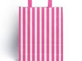 Lot of 20 pcs Shocking Pink stripe Candy bags with handles size 18 x 23 x 8 cm excellent for parties, b'day, wedding, candy cart , Sweet bags with handles