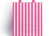 Lot of 20 pcs Shocking Pink stripe Candy bags with handles size 18 x 23 x 8 cm excellent for parties, b'day, wedding, candy cart , Sweet bags with handles
