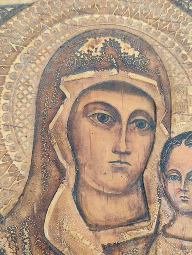 Vintage Hand Carved Greek Wooden Icon