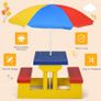 Kids Garden Furniture with Table and 2 Benches for Kids with Parasol Set for Backyard, Patio (Yellow) Image 5