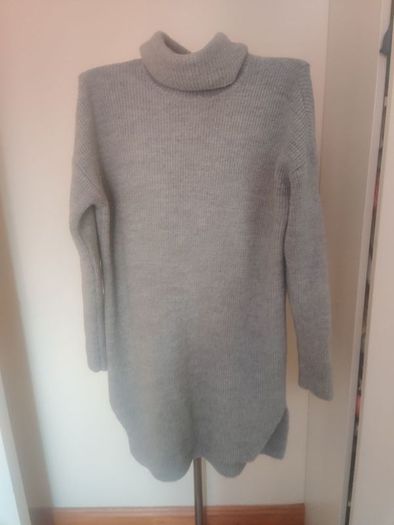 River Island Grey Knitted Cowl Neck Jumper Dress Size Uk12/14 Eu40/42 Postage Included