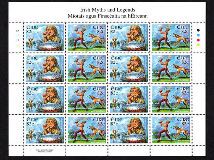 2012 Ireland Irish Myths and Legends Commemorative Stamps Sheetlet Plate 1A1A1A1A Mint Never Hinged (MNH)