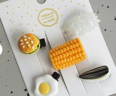 Funny Food-Themed Hair Clips Set