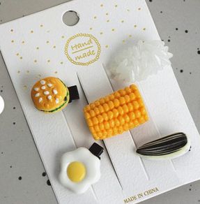 Funny Food-Themed Hair Clips Set