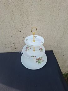 By post only homemade china rose cake stand