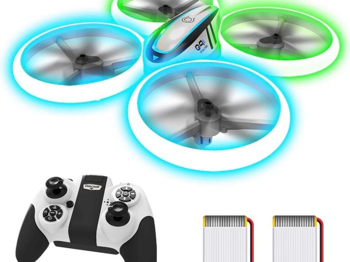 Drones for Kids,RC Drone with Altitude Hold and Headless Mode,Quadcopter with Blue & Green Lights,Propellers Full Protect and Double Batteries,Easy to fly Gift Toy for Boys and Girls (FREE POSTAGE)