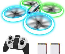 Drones for Kids,RC Drone with Altitude Hold and Headless Mode,Quadcopter with Blue & Green Lights,Propellers Full Protect and Double Batteries,Easy to fly Gift Toy for Boys and Girls (FREE POSTAGE)