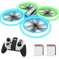 Drones for Kids,RC Drone with Altitude Hold and Headless Mode,Quadcopter with Blue & Green Lights,Propellers Full Protect and Double Batteries,Easy to fly Gift Toy for Boys and Girls (FREE POSTAGE)
