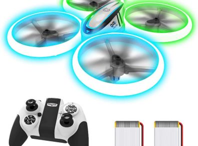 Drones for Kids,RC Drone with Altitude Hold and Headless Mode,Quadcopter with Blue & Green Lights,Propellers Full Protect and Double Batteries,Easy to fly Gift Toy for Boys and Girls (FREE POSTAGE)