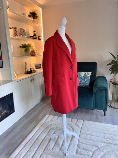 Ladies Red Single-Breasted Overcoat from Primark