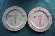 2 X Wedgwood Hand Painted Wooden Chargers - 13" Dia. - Factory Prototypes