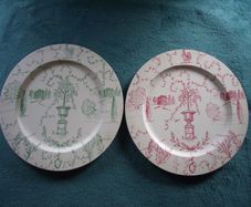 2 X Wedgwood Hand Painted Wooden Chargers - 13" Dia. - Factory Prototypes