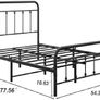 Double Bed Frame with Storage and Headboard, Metal Bed Frame Double Size No Box Spring Needed, Enhanced Mattress Support, Noise Free Image 2