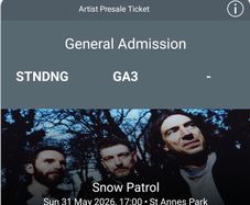 Snow Patrol tickets x2